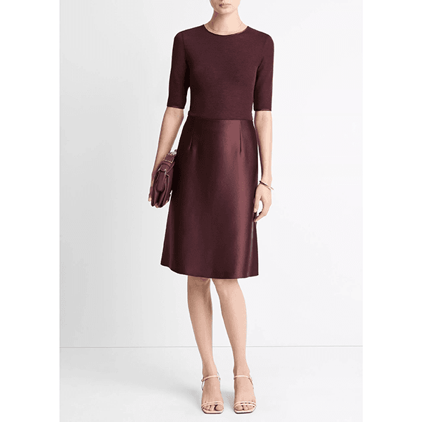 Vince Satin Above Knee Skirt Oxblood