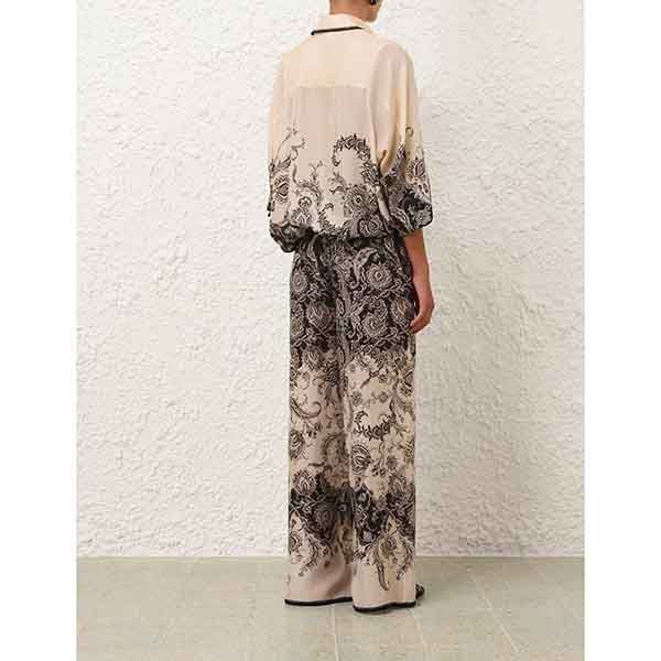 Zimmermann Rhiannon Relaxed Pant Cream/Black Floral