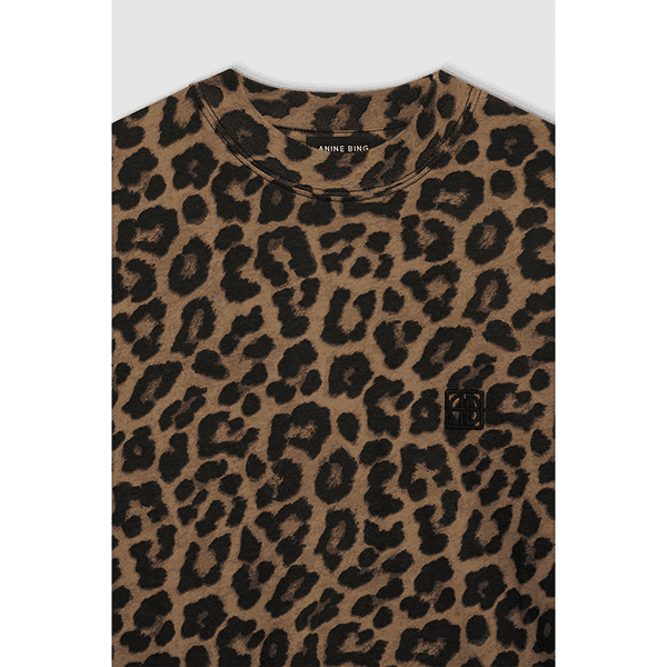Anine Bing Avi Tee Black/Brown Leopard