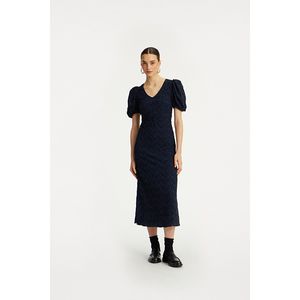 Main Image ROTATE Lace Puff Sleeve Dress Navy Blazer