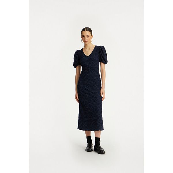 ROTATE Lace Puff Sleeve Dress Navy Blazer
