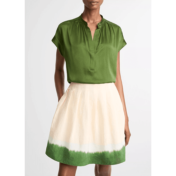 Vince Gathered Nk Cap Slv Blouse Herb