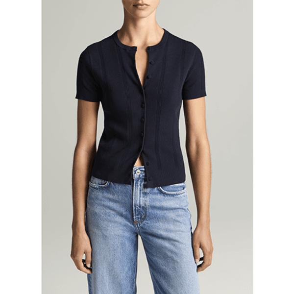 Vince S/S Rib Cardi Ink