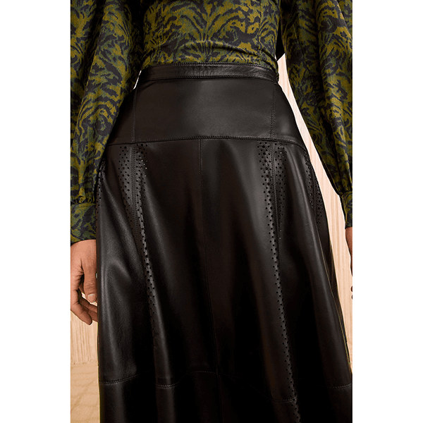Ulla Johnson Aninda Leather Midi Skirt Noir