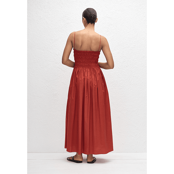 Matteau Shirred Bodice Dress Tomato
