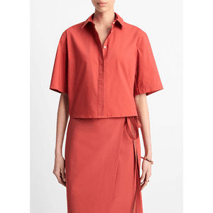 Main Image Vince S/S Cropped Shirt Brick Rose