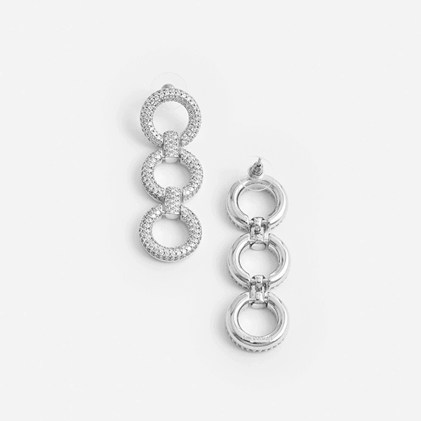 Self-Portrait Crystal Link Three Tiered Earrings