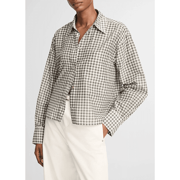 Vince Cropped Shirt Off White/Smoke