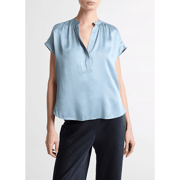 Vince Gathered Nk Cap Slv Blouse Del Mar