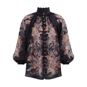 Main Image Zimmermann Rhiannon Billow Blouse Navy Multi Paisley