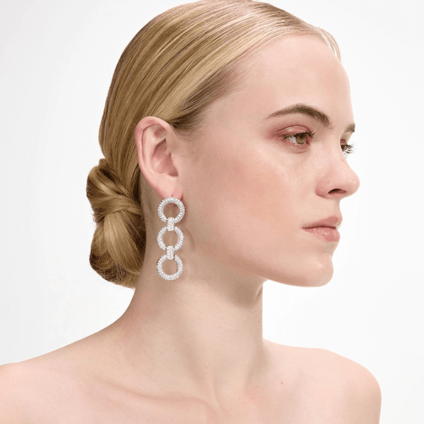 Self-Portrait Crystal Link Three Tiered Earrings