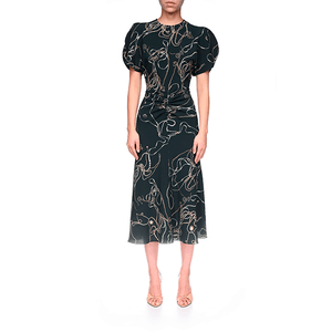 Main Image Victoria Beckham Gathered Waist Midi Dress Dark Pine