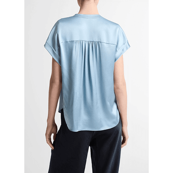 Vince Gathered Nk Cap Slv Blouse Del Mar