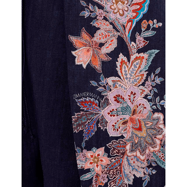 Zimmermann Rhiannon Billow Blouse Navy Multi Paisley