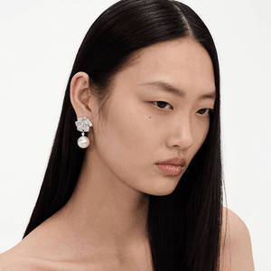 Main Image Self-Portrait Mini Silver Crystal Flower Pearl Earrings